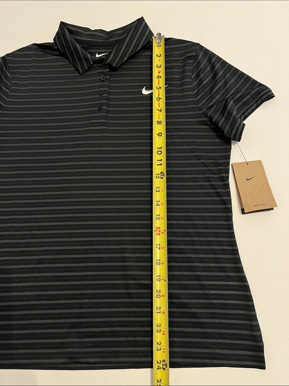 Nike Golf Polo Women's L Short Sleeve Textured Stripe Black Gray Light $70 - Picture 9 of 10